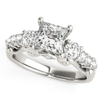 14K White Gold 3 Stone Princess Cut Antique Design Diamond Engagement Ring (1 3/4 ct. tw.)